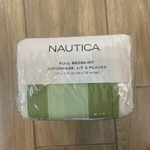 Nautica Port Elizabeth Bedskirt 54x76 Green White Striped New